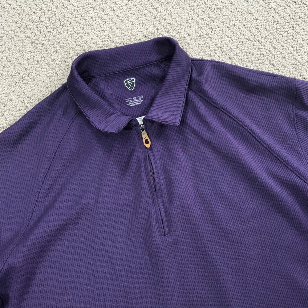 Nike Golf Mens XL Purple Fit Dry Quarter Zip Polo Shirt Ventilated Back Panel